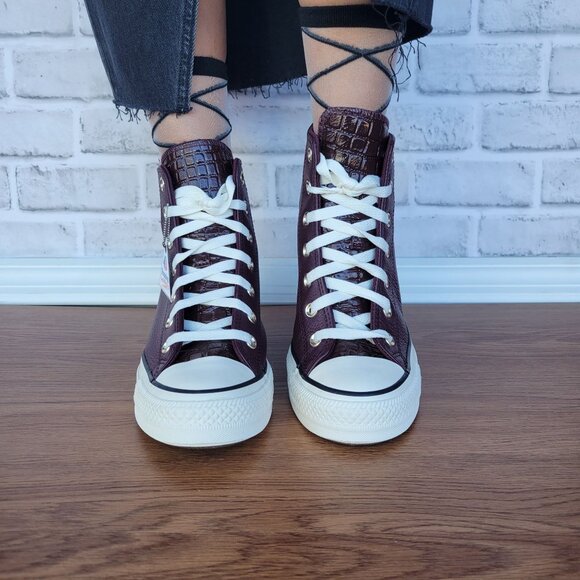 ❤️Converse Chuck Taylor All Star Wedge 7.5 Womens Shoes Sneaker Burgundy A12349C - Picture 6 of 14